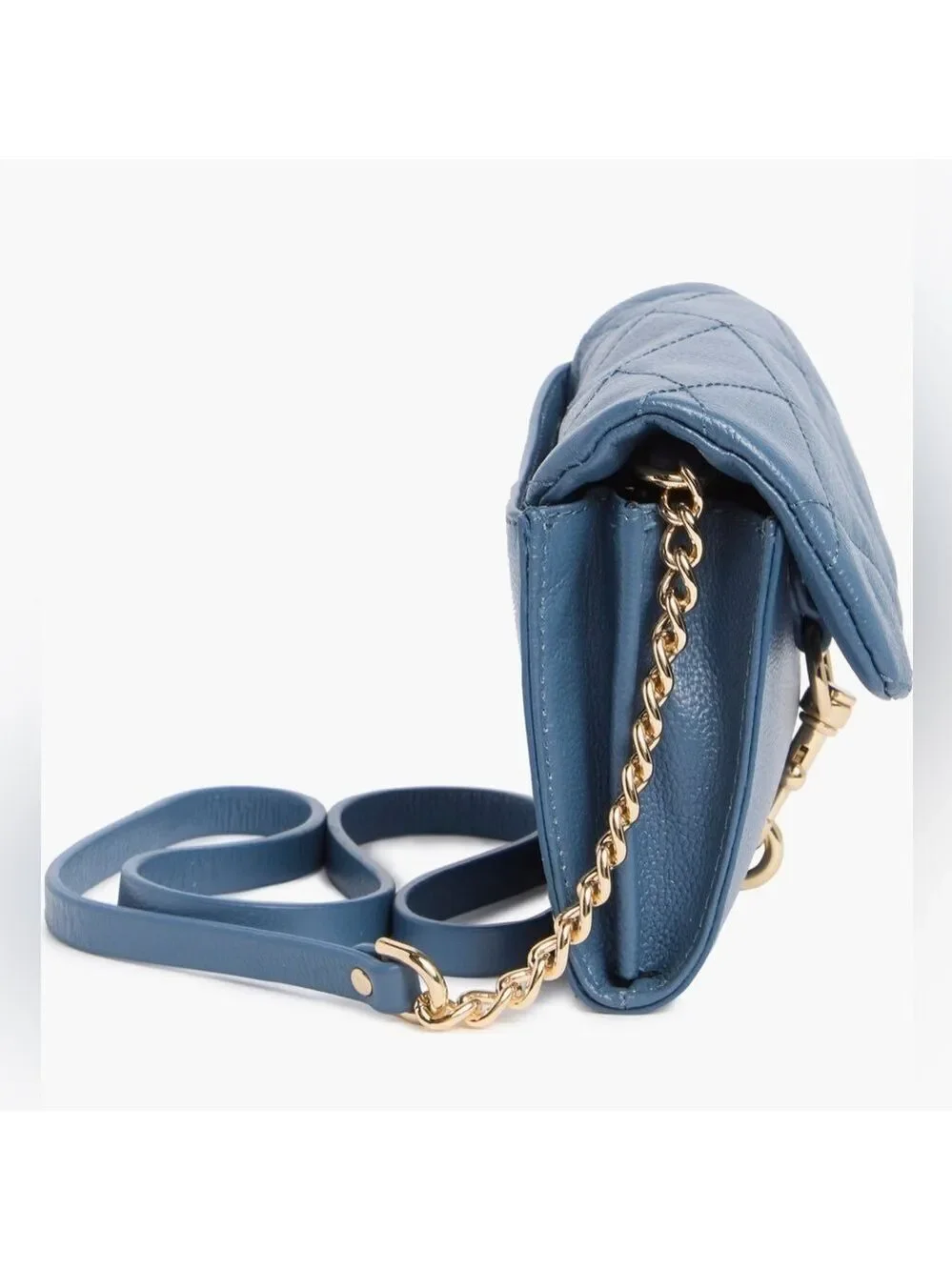 Rebecca Minkoff Edie Wallet on Chain Crossbody Blue Slate NWT